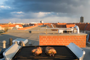 Berlin, attic, terrace, grill with lamb Berlin, attic, terrace, grill with lamb
